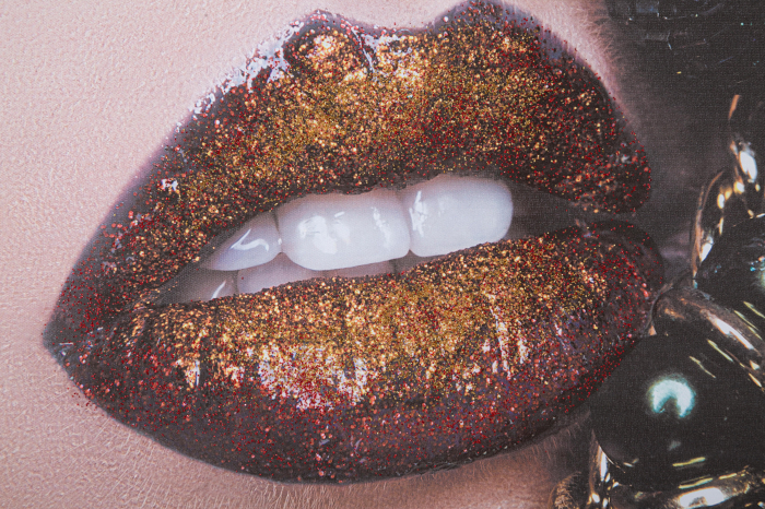 Tablou pictat manual Beautiful Lips, Lemn/Canvas, Multicolor, 120x80x3.8 cm [4]