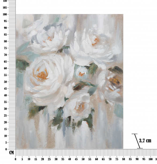 Tablou pictat manual Crem Flower, Lemn/Canvas, Multicolor, 100x80x3.7 cm [6]