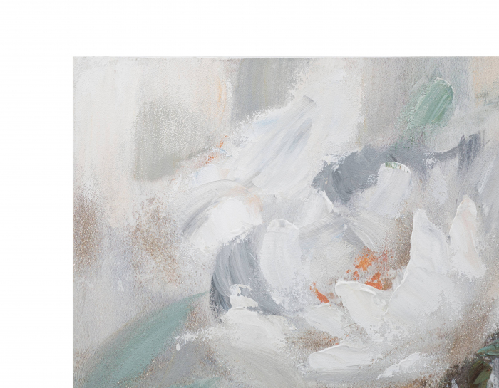 Tablou pictat manual Crem Flower, Lemn/Canvas, Multicolor, 100x80x3.7 cm [4]