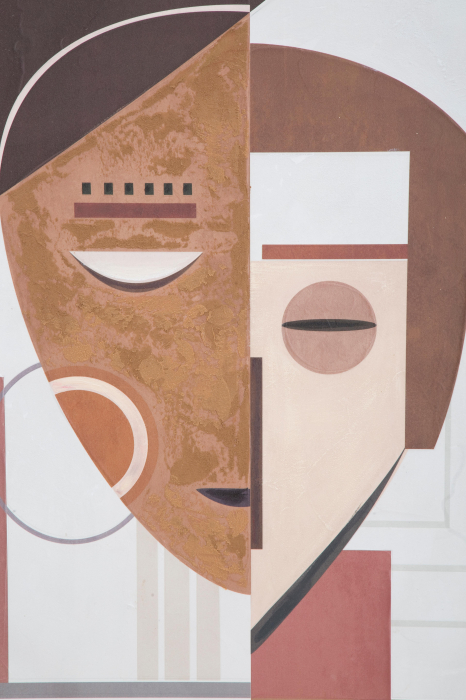 Tablou pictat manual Ethnic Face, Lemn/Canvas, Multicolor, 80x60x2.7 cm [4]