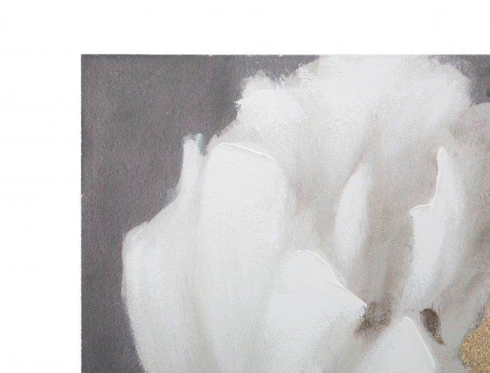 Tablou pictat manual White & Gold Flower, Lemn/Canvas, Multicolor, 100x80x3.7 cm [4]