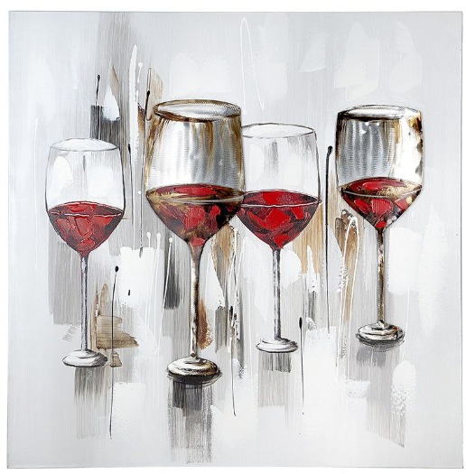 Tablou Wine, insertii aluminiu, in relief, handmade, 100x100 cm [2]