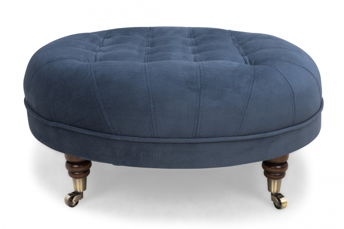 Taburet Chesterfield, Albastru petrol, 80x32x80 cm [3]