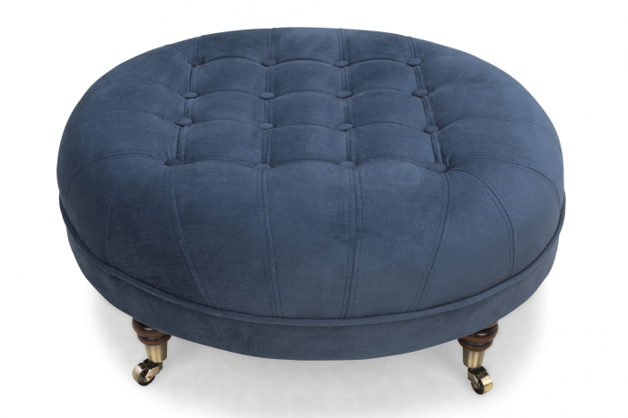 Taburet Chesterfield, Albastru petrol, 80x32x80 cm [2]