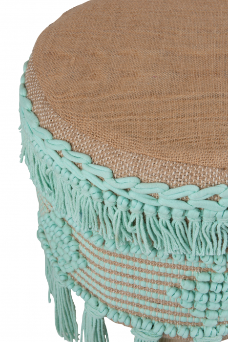 Taburet Hassock, Bumbac/Panza/Poliester, Verde, 37x37x45 cm [2]