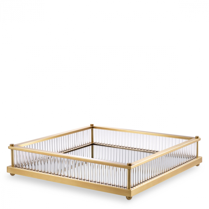 Tavă Cora pătrată, finisaj din alamă cu aspect vintage [1]