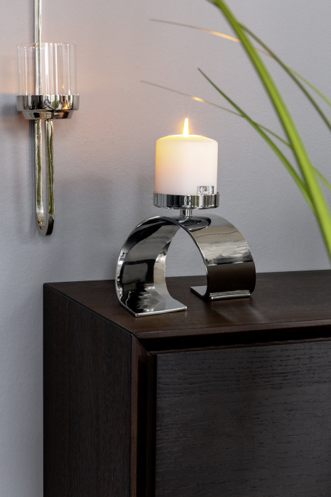 TWISTER, Suport lumânare pentru lumânare cu 1 pilon, nichel, 25x12x14 cm [2]