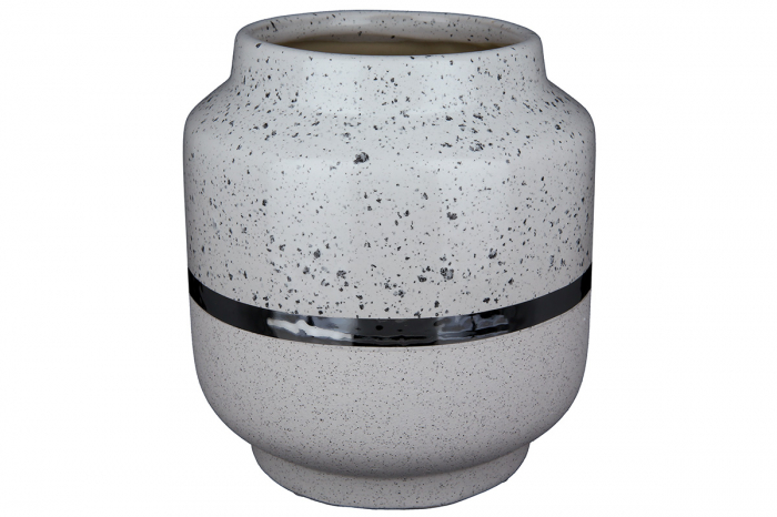 Vaza Algarve, Ceramica, Alb/Argintiu, 15x16x15 cm [2]