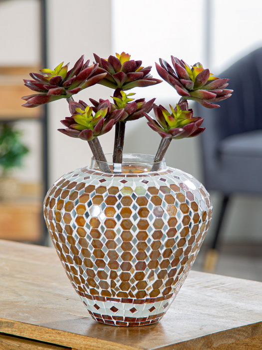 Vaza, Allegra, grafica, Sticla, maro, PU 2, H. 19 cm, D. 20 cm [4]