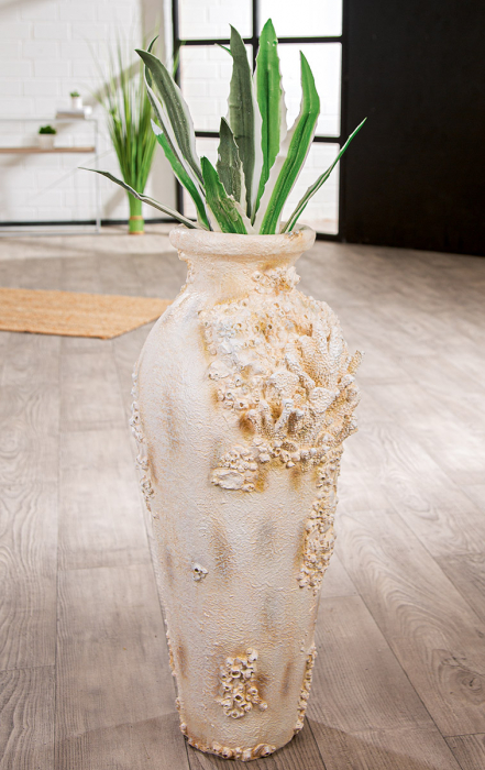 Vază, Amforă, Motiv coral, Rășină sintetică, alb, PU 1, L. 33 cm, L. 39 cm, H 81 cm [5]