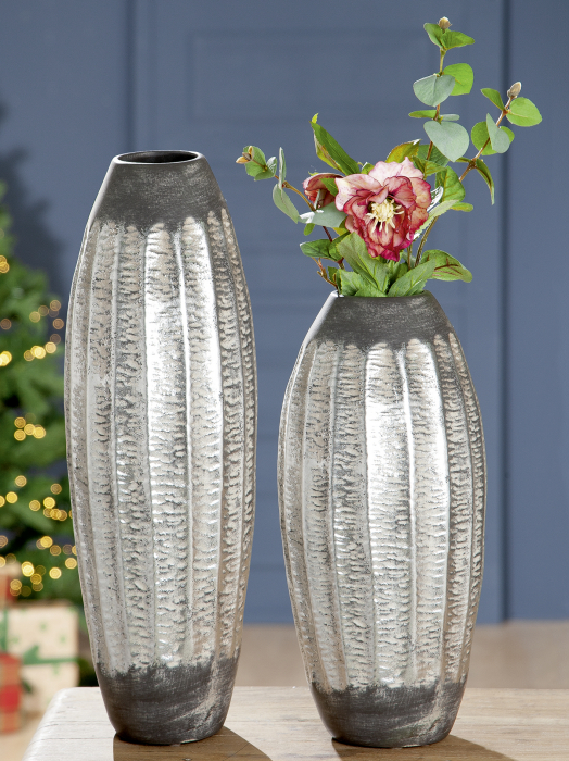 Vaza Bogota, ceramica, gri/argintiu, 41x13 cm [2]