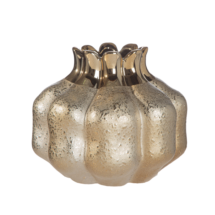 Vaza, bulboasa, "Granato", Ceramica, aurie, PU 4, H 14 cm, A. 14 cm [3]