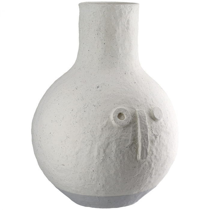 Vază, bulboasă, motiv fețe, pătată, bumbac, crem, PU 1, H 31 cm, D 25 cm [2]