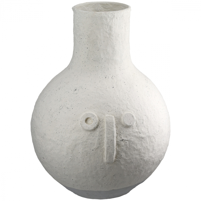 Vază, bulboasă, motiv fețe, pătată, bumbac, crem, PU 1, H 31 cm, D 25 cm [4]