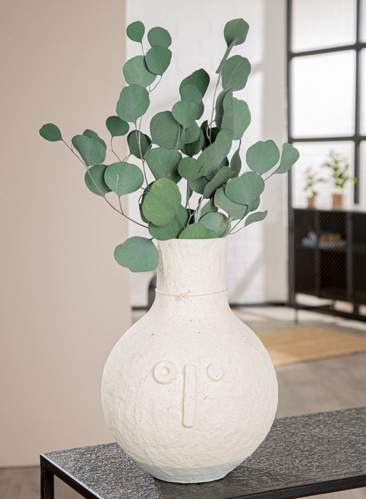 Vază, bulboasă, motiv fețe, pătată, bumbac, crem, PU 1, H 31 cm, D 25 cm [5]