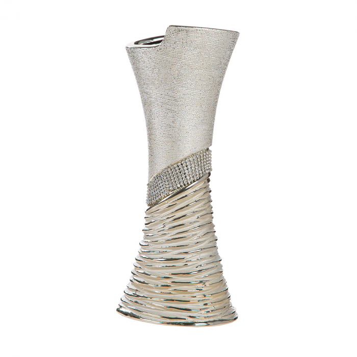 Vază, Ceramică, culoarea șampaniei, culoarea argintie, PU 2, L. 11 cm, l. 14 cm, H 39 cm [2]