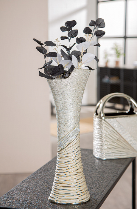 Vază, Ceramică, culoarea șampaniei, culoarea argintie, PU 2, L. 11 cm, l. 14 cm, H 39 cm [4]