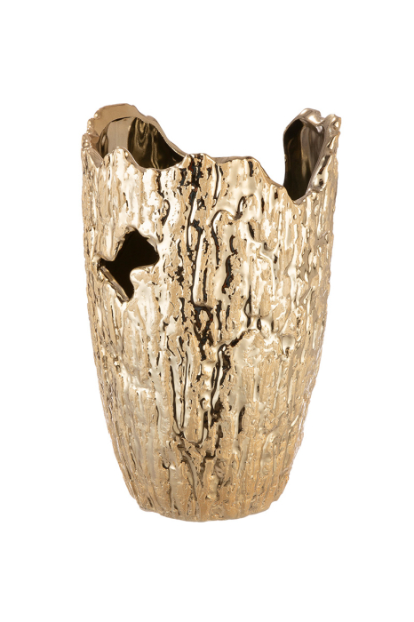 Vaza, conica, "Crepa", Ceramica, aurie, PU 3, H 22 cm, A. 14 cm [2]