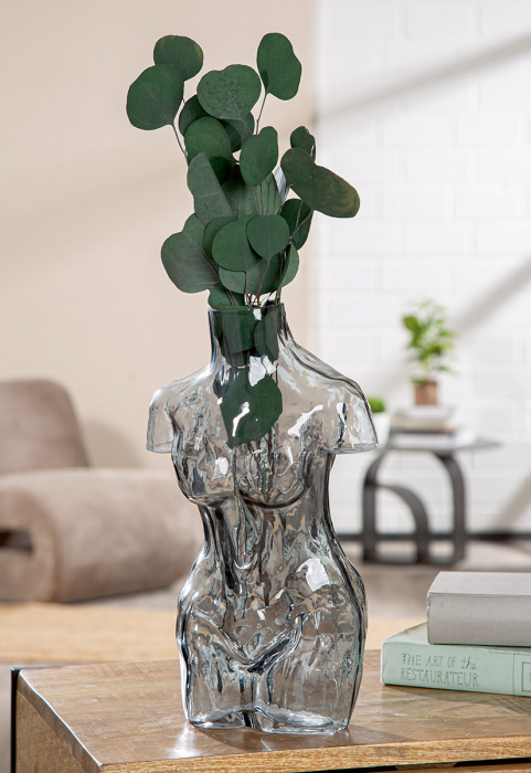 Vază, Corp, Motiv femeie, Sticlă, gri, PU 2, L. 12 cm, L. 18 cm, H 32 cm [5]