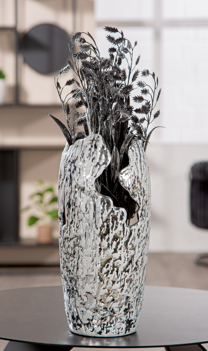 Vaza, Crepa, Ceramica, argintie, PU 2, H. 27 cm, D. 13 cm [4]