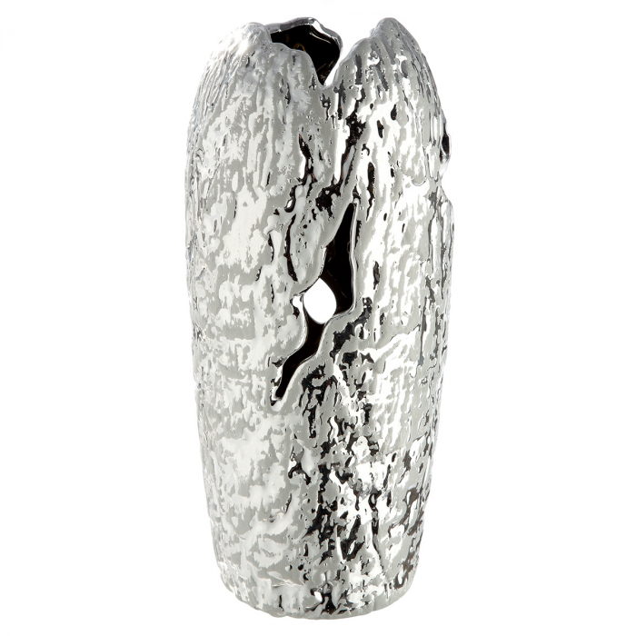 Vaza, Crepa, Ceramica, argintie, PU 2, H. 34 cm, D. 15 cm [2]