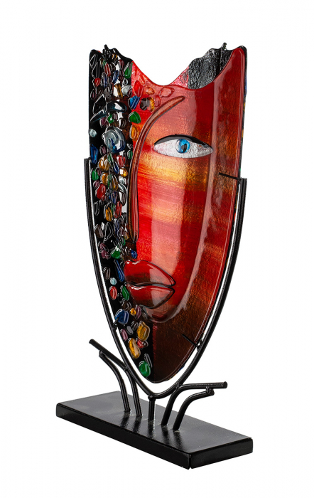 Vaza decorativa Face, Sticla, Multicolor, 30x47x10.5 cm [2]