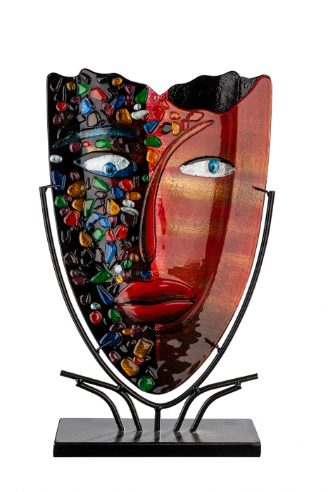 Vaza decorativa Face, Sticla, Multicolor, 30x47x10.5 cm [4]