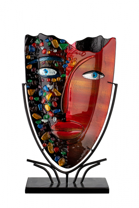 Vaza decorativa Face, Sticla, Multicolor, 30x47x10.5 cm [3]