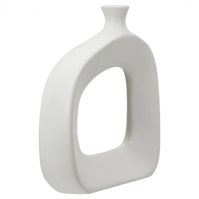 Vaza decorativa perforata, Stratos, Ceramica, alba, PU 2, L. 5 cm, L. 20 cm, H. 17,5 cm [2]