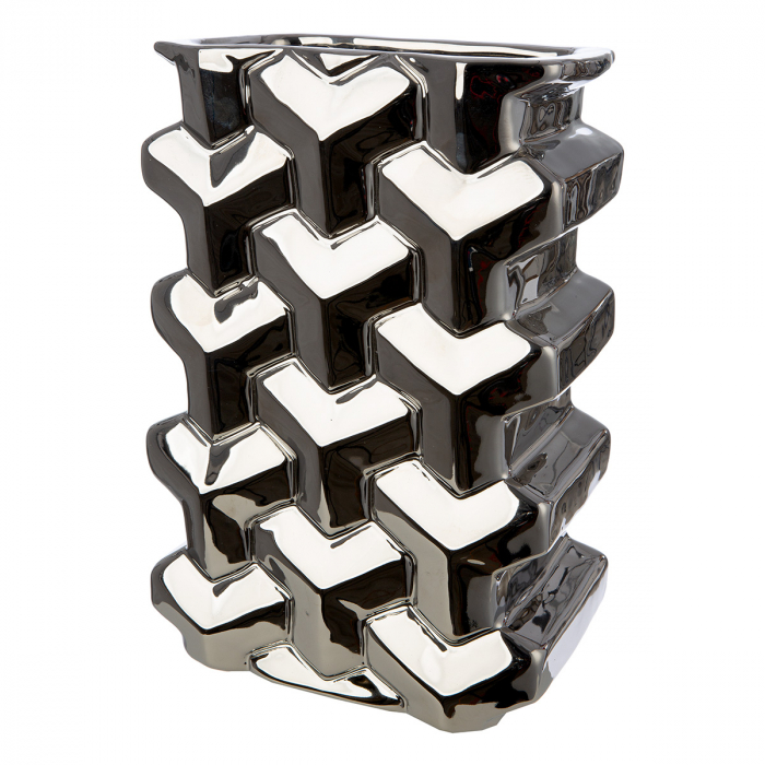 Vaza, dreptunghiulara, Apollo, Ceramica, argintie, PU 2, L. 10 cm, L. 15 cm, H. 22 cm [2]