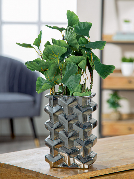 Vaza, dreptunghiulara, Apollo, Ceramica, argintie, PU 2, L. 10 cm, L. 15 cm, H. 22 cm [3]