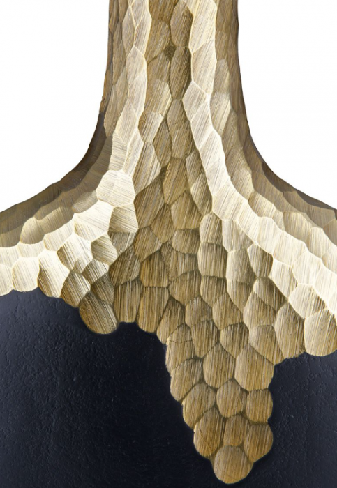 Vaza, FAVO, Aluminiu, Negru/ Auriu,36X6 cm [3]