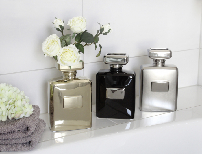 Vaza Flacon Milano, ceramica, negru/argintiu, 13.5x7x22 [2]