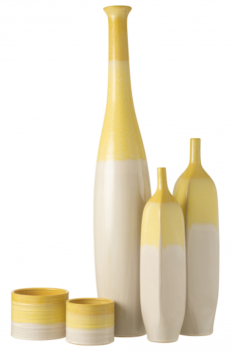 Vaza Fluto, Ceramica, Galben/Crem, 19x19x98.5 cm [2]