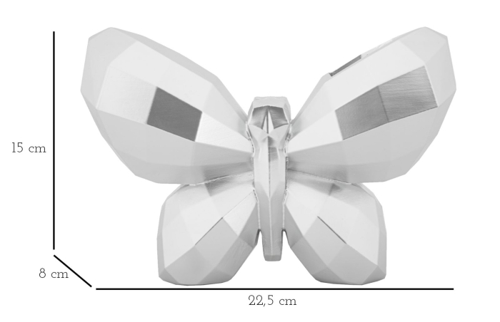 Vaza, fluture, argintie 22,5x8x15 cm [6]