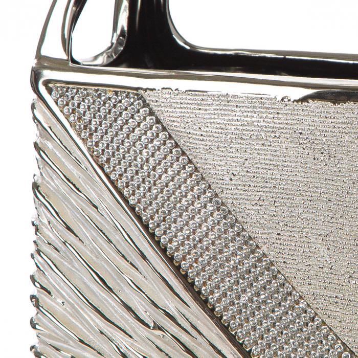 Vază, Geantă de mână, Ceramică, culoarea șampaniei, culoarea argintie, PU 2, L. 12 cm, l. 19 cm, H 26 cm [4]