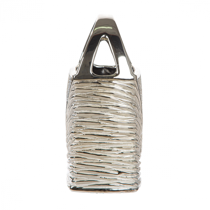 Vază, Geantă de mână, Ceramică, culoarea șampaniei, culoarea argintie, PU 2, L. 12 cm, l. 19 cm, H 26 cm [3]