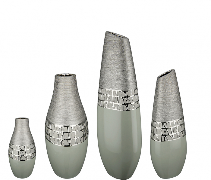 Vaza Lagos, Ceramica, Argintiu, 13x16.5x13 cm [2]