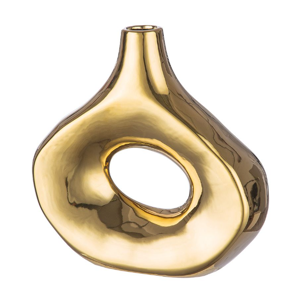 Vaza MALTA, Handmade, ceramica, auriu , 18,5 cm [2]