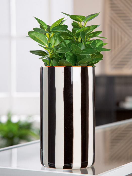 Vaza, Memphis, dungi, Ceramica, negru, alb, PU 8, H. 17 cm, D. 9 cm [4]