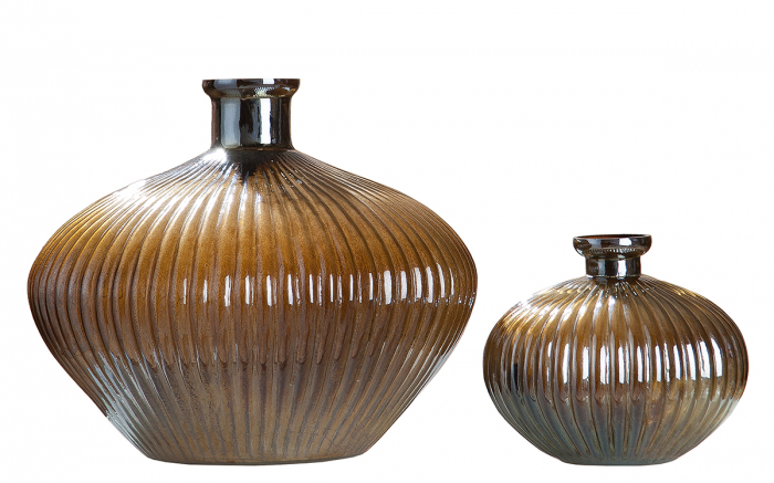 Vaza Morena, sticla, maro, 15x17,5 cm [3]