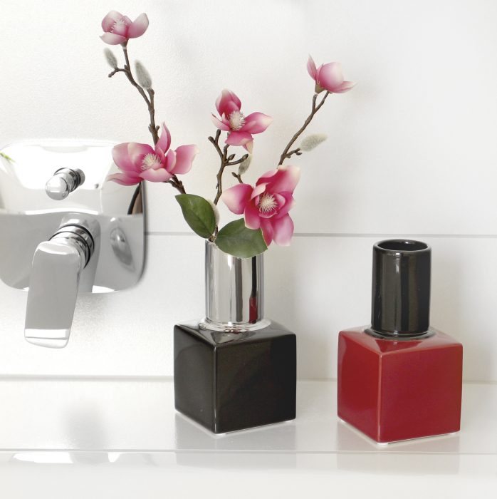 Vaza oja Milano, ceramica, rosu/negru, 9.5x9.5x18 cm [2]