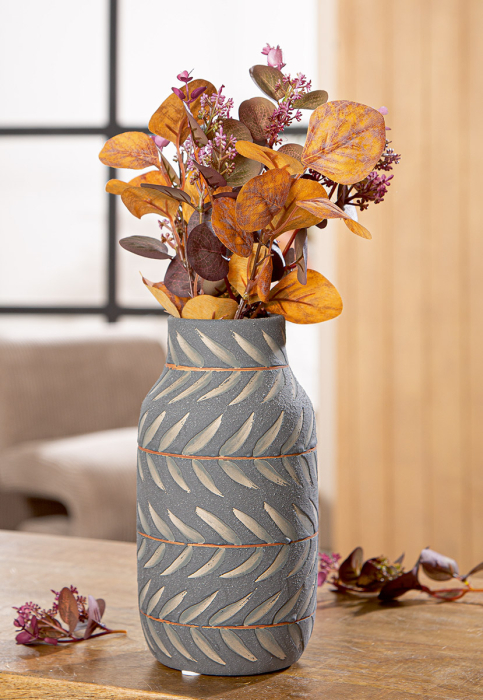 Vaza, „Oliva”, ceramica, verde, negru, PU 4, H 20 cm, A. 10 cm [3]