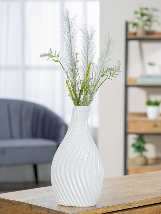 Vaza, organica, Faro, Ceramica, alba, PU 3, L. 8 cm, L. 15,5 cm, H. 29 cm [5]