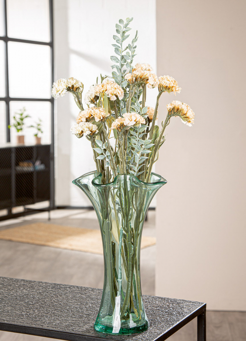 Vază, organică, sticlă, verde, PU 1, H 30 cm, D 20 cm [3]