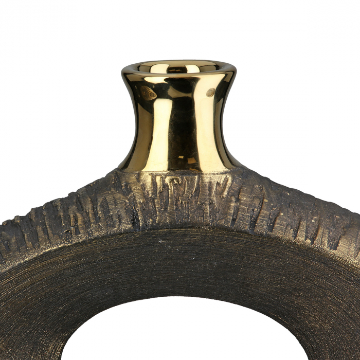 Vază perforată, Ceramică, antracit, auriu, PU 4, L. 8 cm, l. 26 cm, H 21 cm [3]