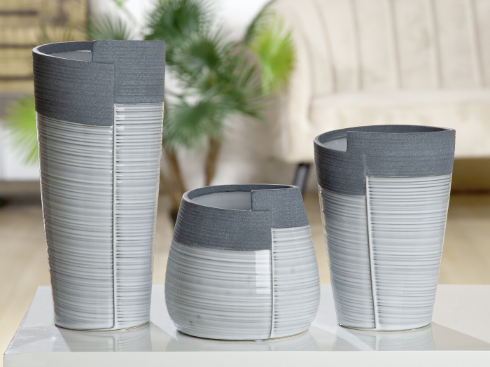 Vaza Porto Pack, ceramica, gri, 15x15x15,5 cm [2]