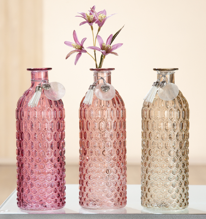 Set 3 vaze Pustola, sticla, multicolor, 20x7 cm [2]