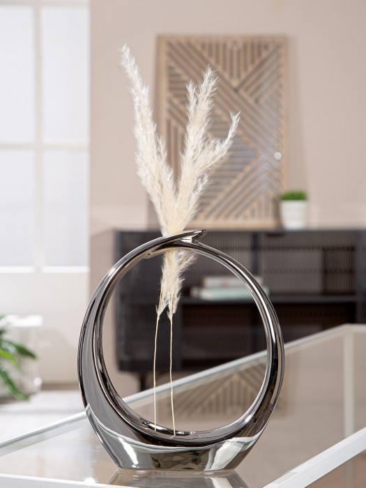 Vaza, Round, Ceramica, argintie, PU 3, L. 5 cm, L. 17 cm, H. 20 cm [3]