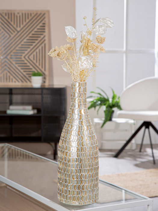 Vaza, Sanga, grafica, Sticla, auriu, argintiu, PU 2, H. 37 cm, D. 13 cm [4]